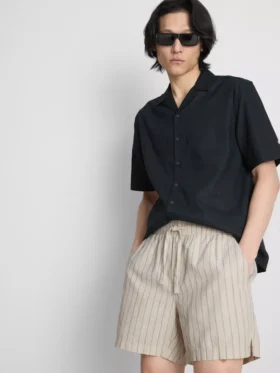 Stribede shorts i linneblanding