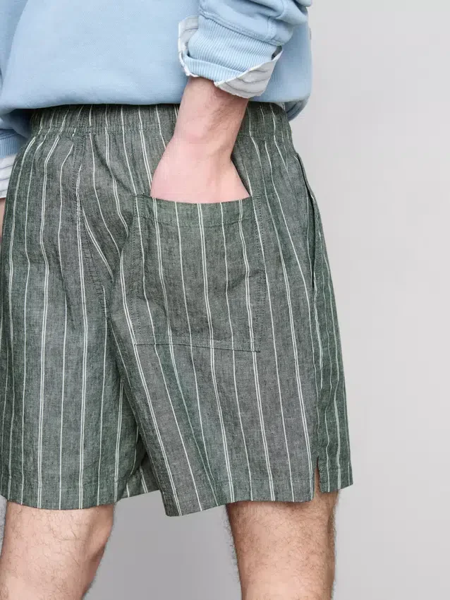 Stribede shorts i linneblanding