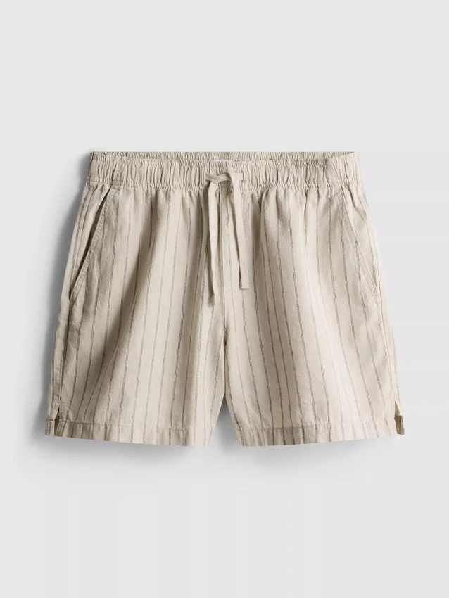Stribede shorts i linneblanding