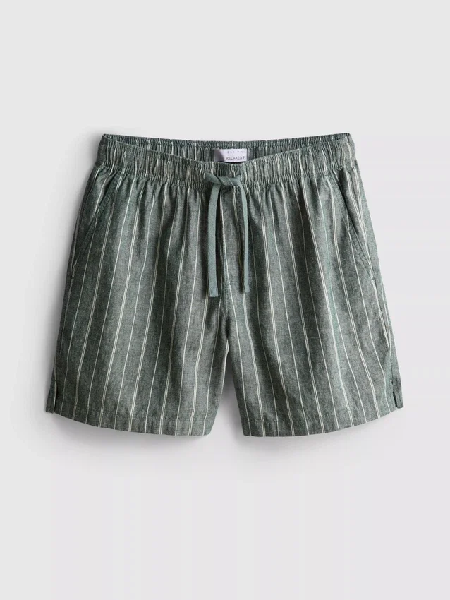 Stribede shorts i linneblanding