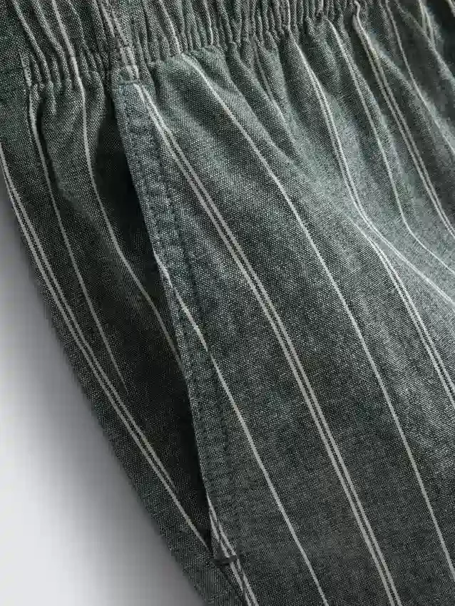 Stribede shorts i linneblanding