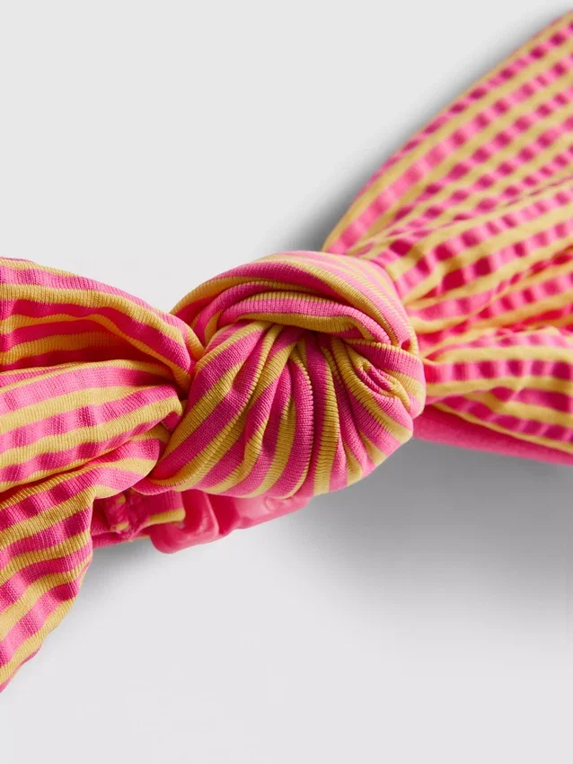 Stribet bandeau-bikinitop med knudedetaljer