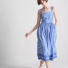 Stribet broderet maxi-kjole