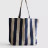 Stribet canvas-tote-taske