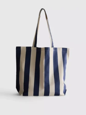 Stribet canvas-tote-taske