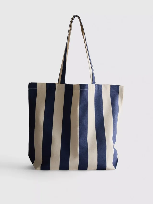 Stribet canvas-tote-taske