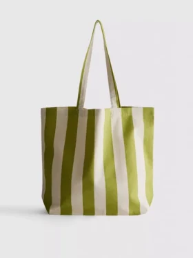 Stribet canvas-tote-taske