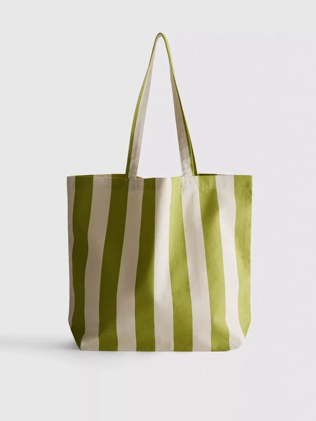Stribet canvas-tote-taske