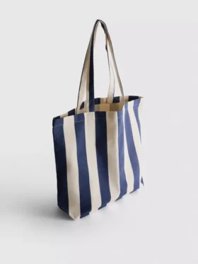 Stribet canvas-tote-taske