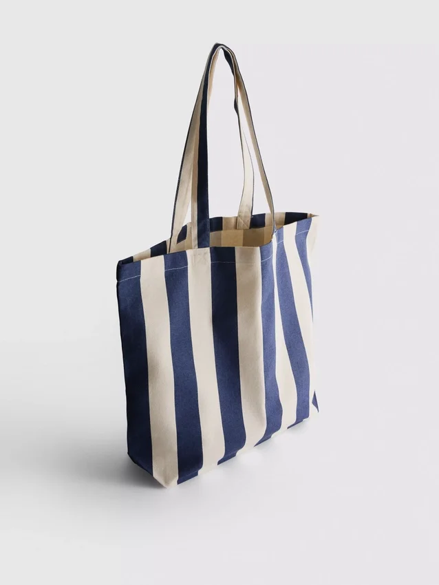Stribet canvas-tote-taske