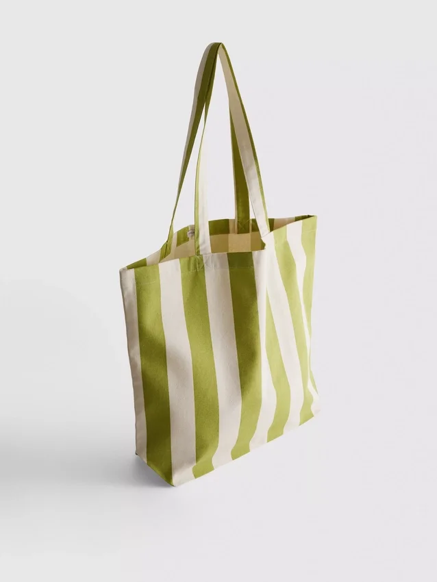 Stribet canvas-tote-taske