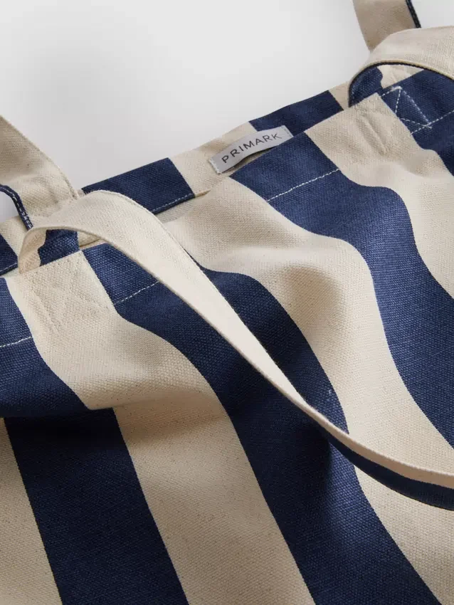 Stribet canvas-tote-taske