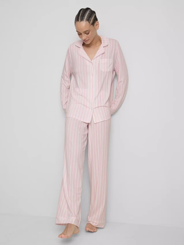Stribet jersey-pyjamasser i boyfriend-stil