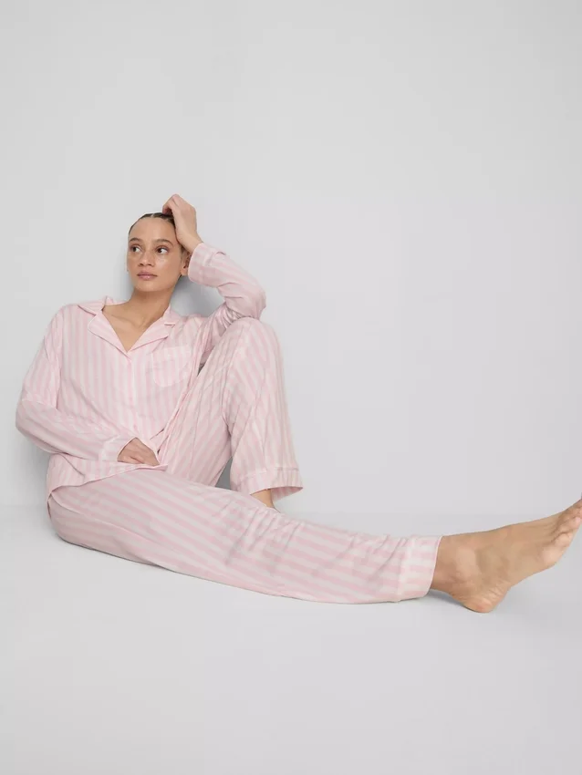 Stribet jersey-pyjamasser i boyfriend-stil