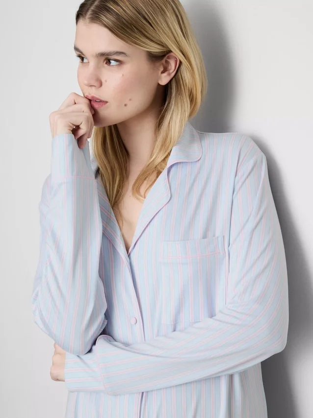 Stribet oversized boyfriend-nattøj
