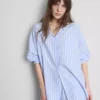 Stribet pyjamasser-skjorte i bomuld i oxford-stil
