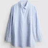 Stribet pyjamasser-skjorte i bomuld i oxford-stil