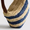 Stribet raffia-skuldertaske
