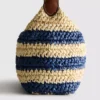 Stribet raffia-skuldertaske