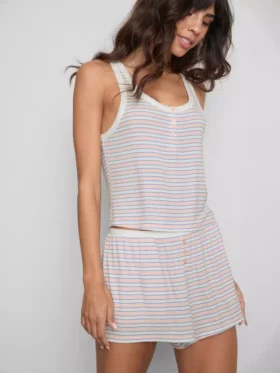 Stribet, ribbet pyjamasser-cami-top
