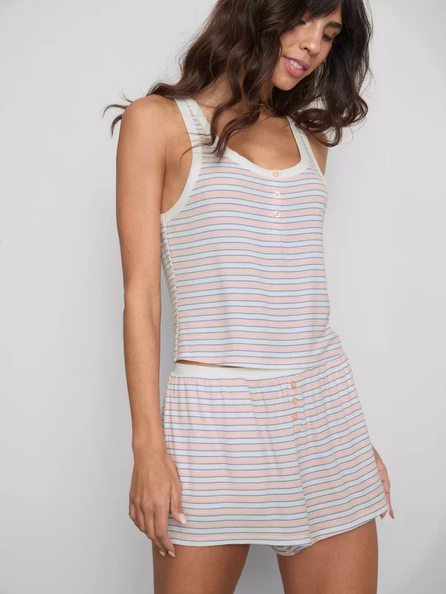 Stribet, ribbet pyjamasser-cami-top