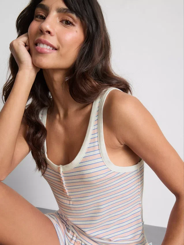 Stribet, ribbet pyjamasser-cami-top
