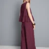 Stribet tanktop med peplum-kant
