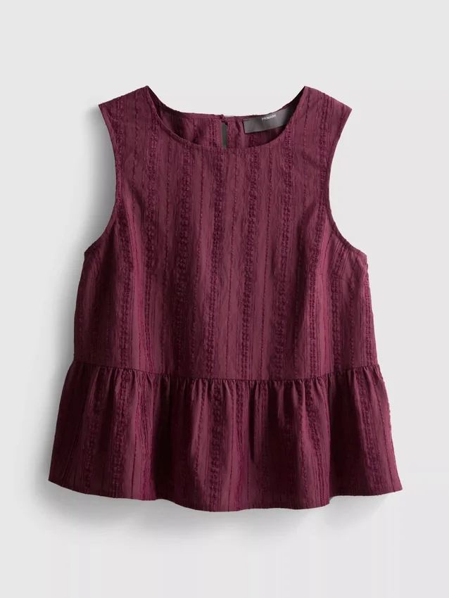 Stribet tanktop med peplum-kant