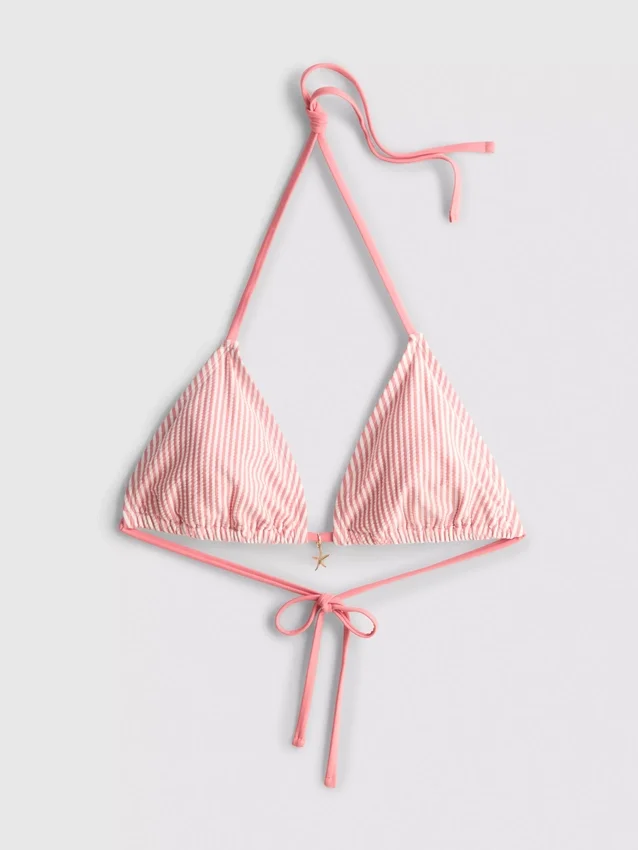 Stribet trekantet bikini-top med søstjernemønster