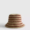 Stribet vævet bucket hat