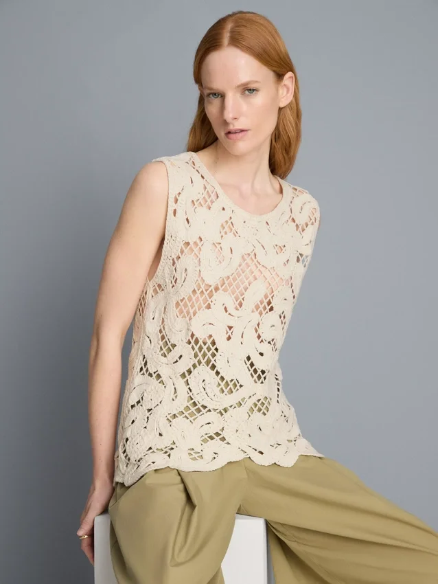 Strikket asymmetrisk hæklet tanktop
