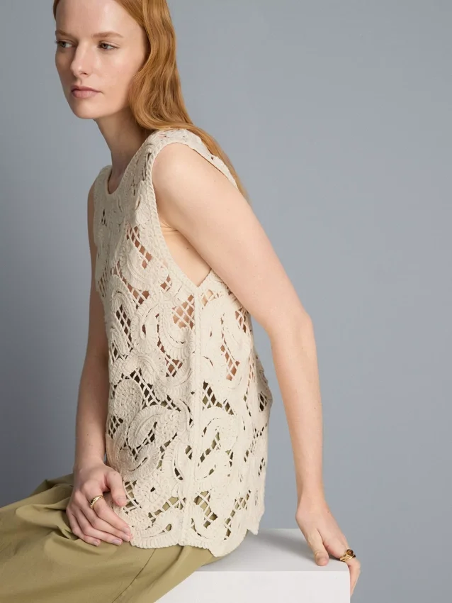 Strikket asymmetrisk hæklet tanktop