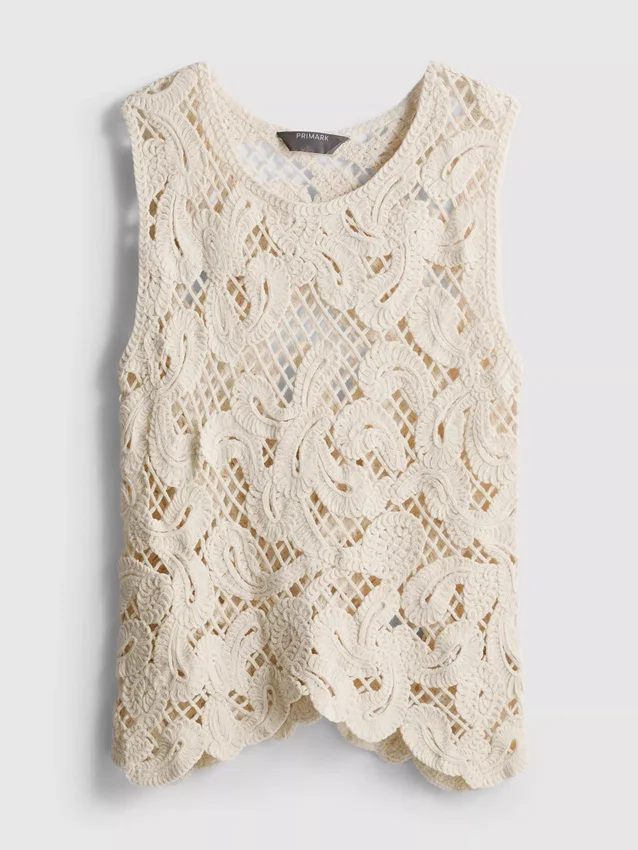 Strikket asymmetrisk hæklet tanktop