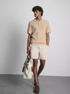 Strikket poloshirt med struktur