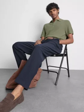 Strikket poloshirt med struktur
