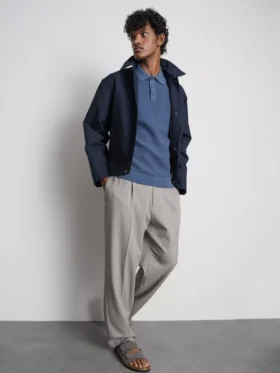 Strikket poloshirt med struktur