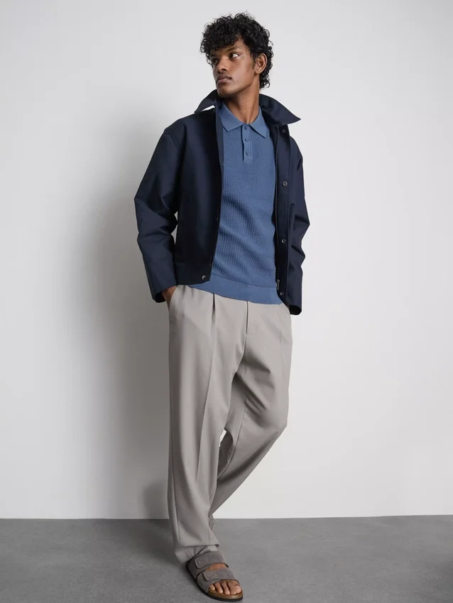 Strikket poloshirt med struktur