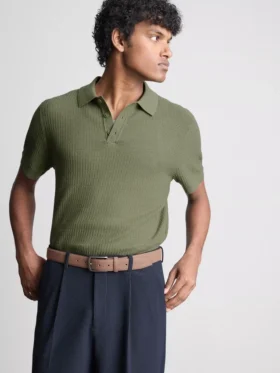 Strikket poloshirt med struktur