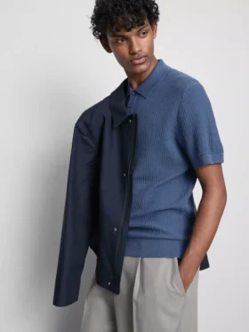 Strikket poloshirt med struktur