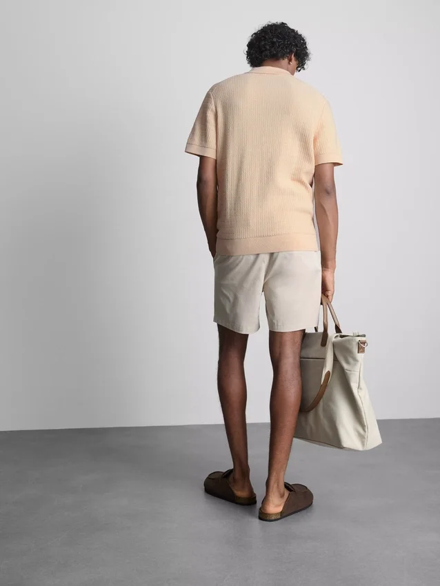 Strikket poloshirt med struktur