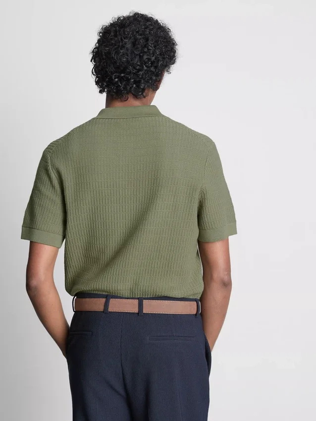 Strikket poloshirt med struktur
