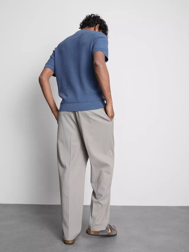 Strikket poloshirt med struktur