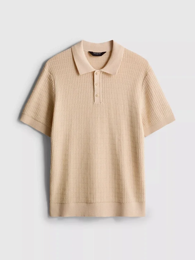 Strikket poloshirt med struktur