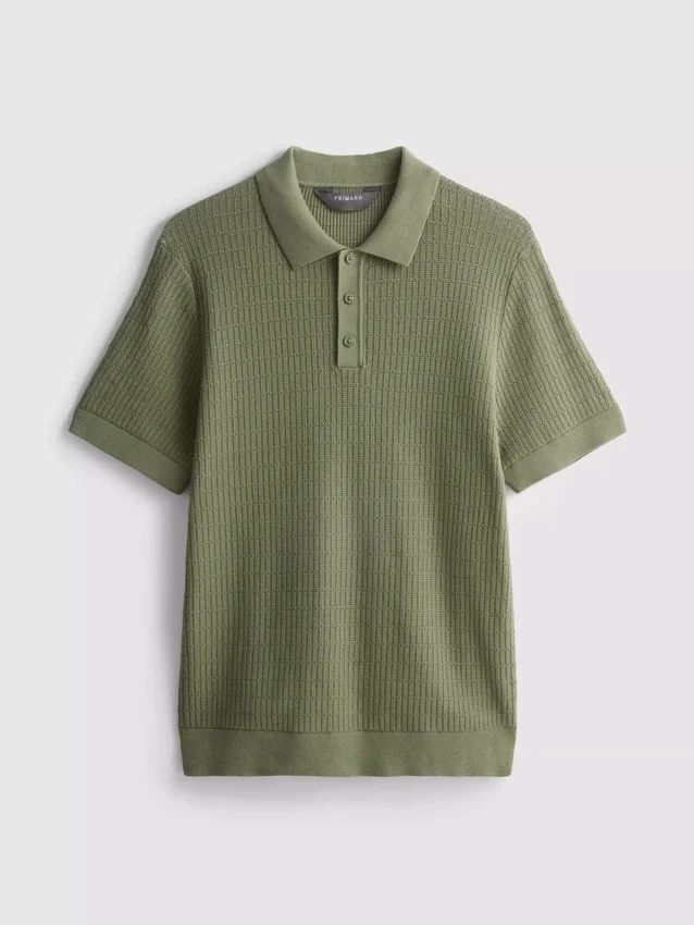Strikket poloshirt med struktur