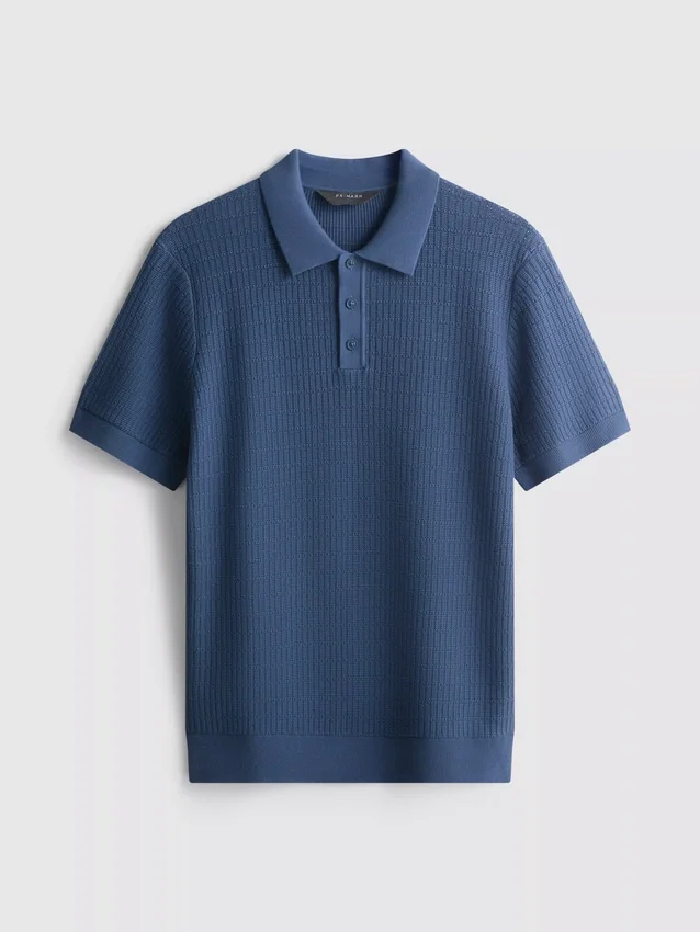 Strikket poloshirt med struktur