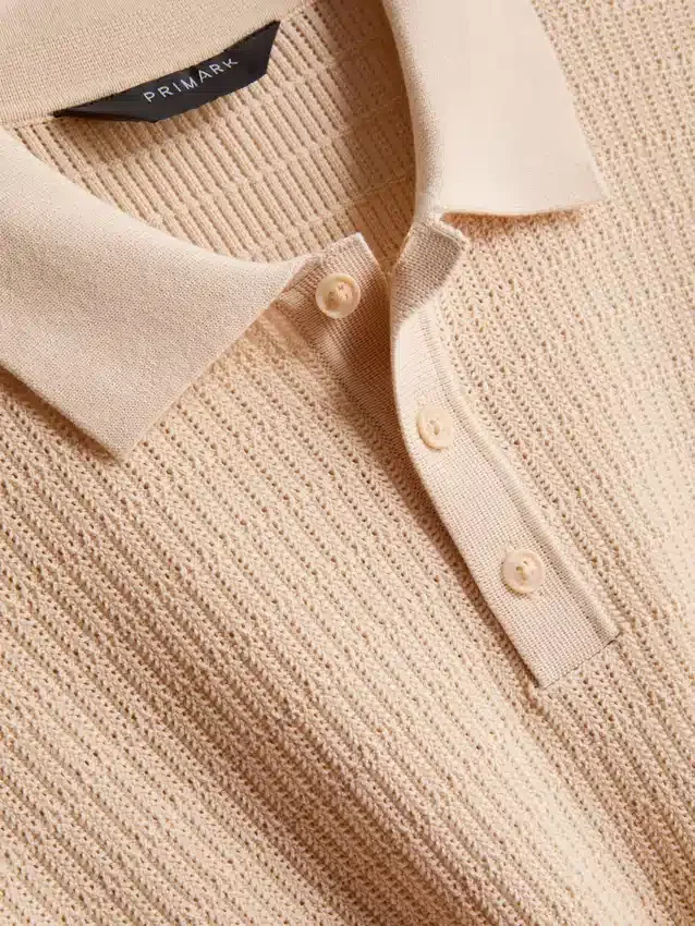 Strikket poloshirt med struktur