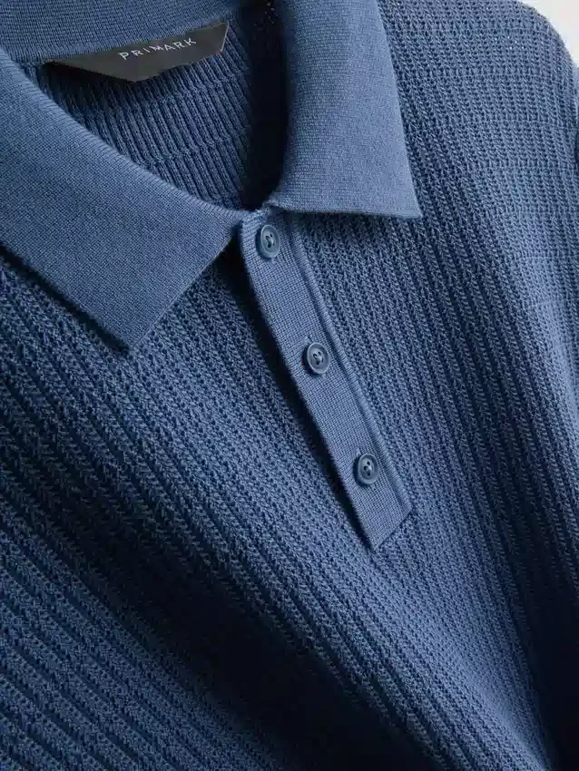 Strikket poloshirt med struktur