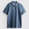 Strikket poloshirt med struktur og lynlås i halsen