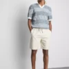 Strikket poloshirt med strukturerede striber