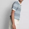 Strikket poloshirt med strukturerede striber